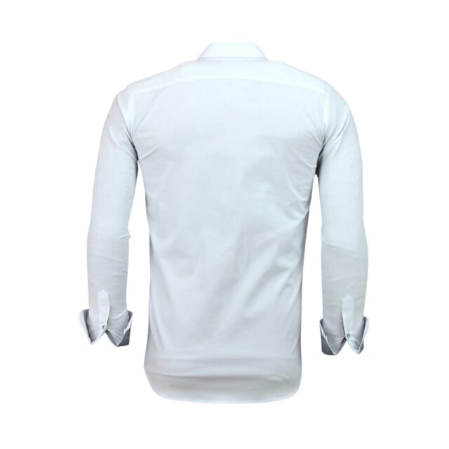 Wit Overhemd Heren - Slim Fit Overhemd Heren - Heren Blouse met Lange Mouwen - 3034 - Wit