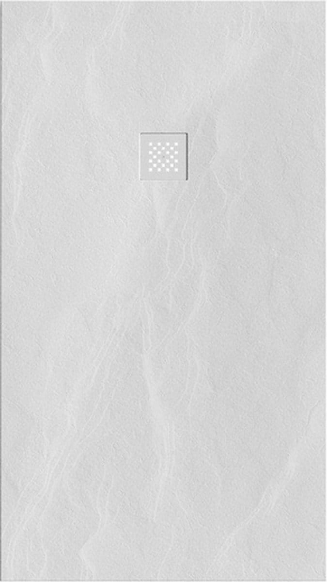 Saniclass Relievo Crag Douchebak - 90x160cm - antislip - antibacterieel - mineraalmarmer - mat wit