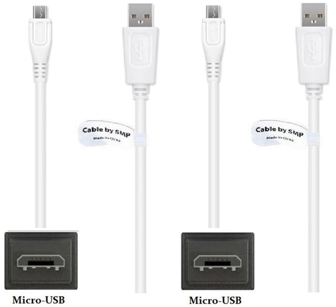 2 stuks OneOne 1,0m Micro USB kabel. Standaard laadkabel. Oplaadkabel snoer past op past op nVidia P2570 Shield, P2920, P2920 Shield Game Controller, Shield Controller, Shield TV / MIDLAND H3, H5