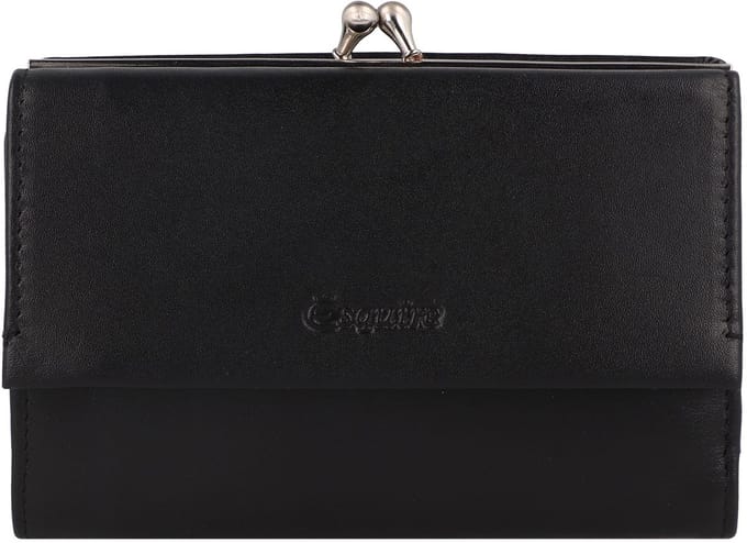 Esquire Nieuw Zijden Portemonnee Leer 13 cm - Dames - Horizontaal - schwarz
