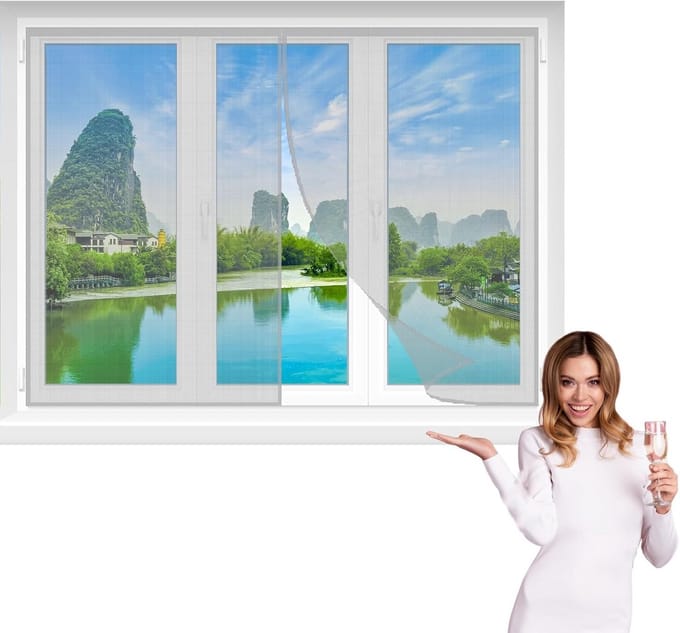 Magnetische Hordeur Hor voor Balkon en Raam 105x100cm Grijs