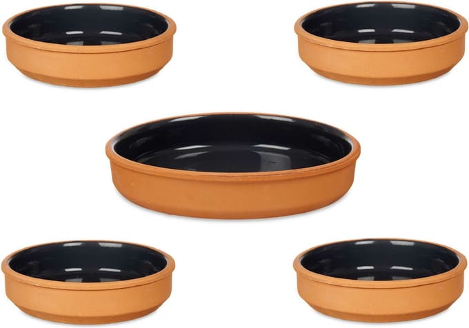 La Dehesa - 5x Tapas/creme brulee schaaltjes - terra/zwart - 4x 16 cm/1x 23 cm