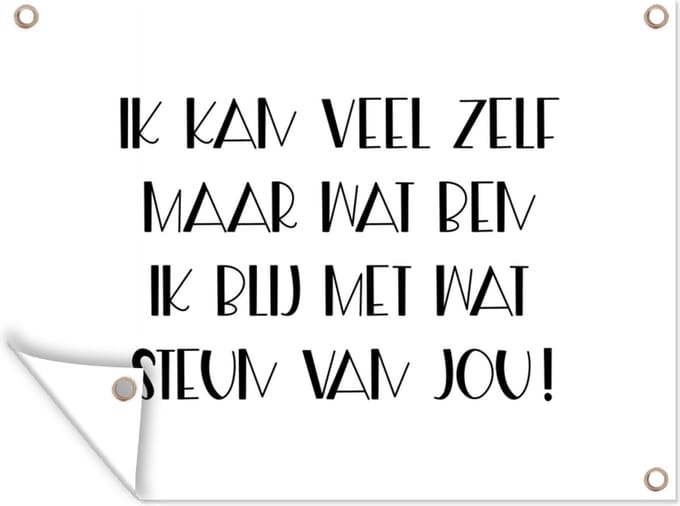 Tuin decoratie Sterkte - Quotes - Wit - Steun - 40x30 cm - Tuindoek