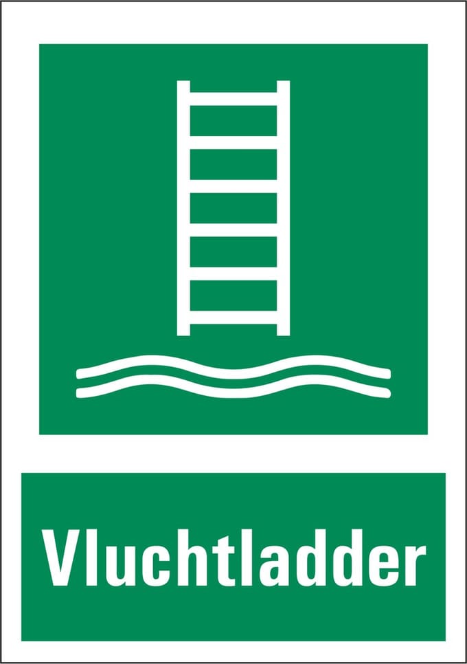 Vluchtladder sticker met tekst 210 x 297 mm
