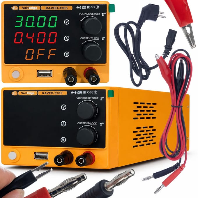Rosfix Voeding RAVED-3205 - Labvoeding Spanning 0–32V - Stroom 0–5A - USB QC 18W - CV/CC