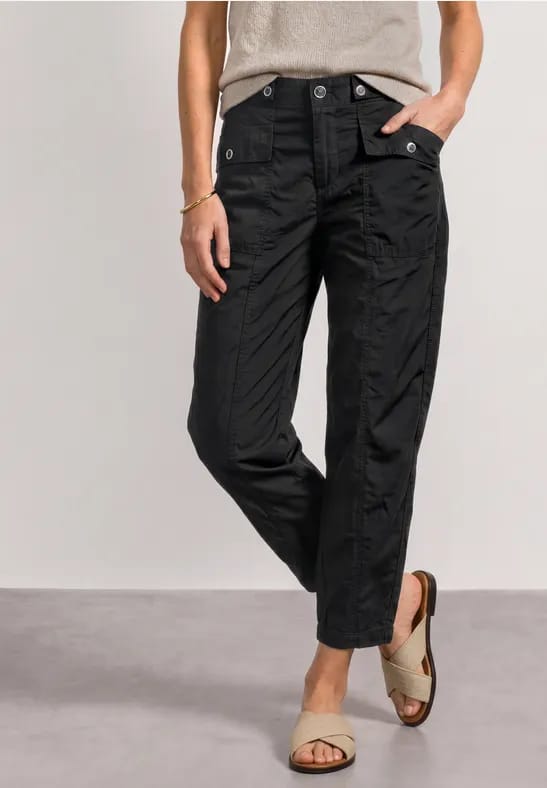High Waist Barrel Leg Hose im Casual Fit