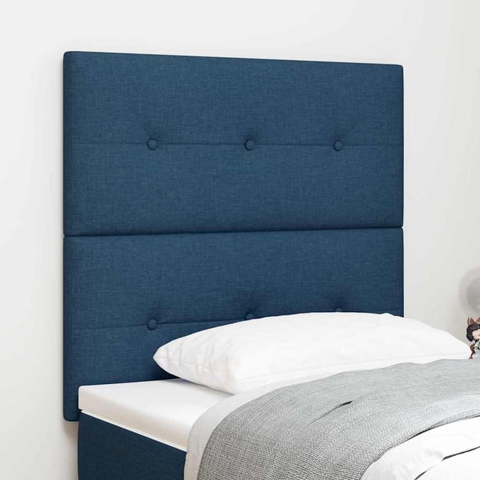 vidaXL - Hoogte - verstelbaar - hoofdbord - met - hoofdeinde - Blauw - 100 - cm - Stof