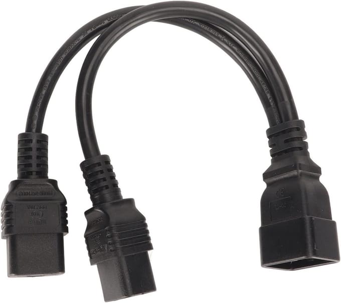 Dubbele Stroomkabel - Y-Splitter Kabel - Apparaten Voeden - Stevige Verbinding - 032 meter - Zwart