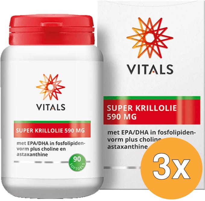 3x Vitals Super Krillolie 590 Mg (90 softgels)
