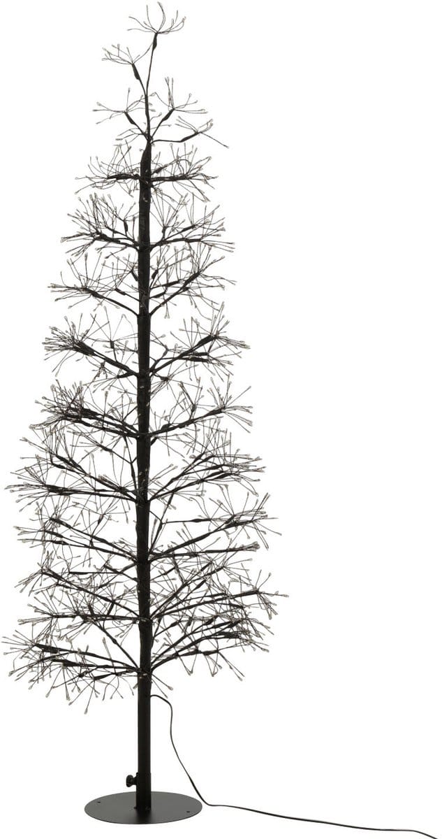 J-Line decoratie Boom - warm witte lichten - ijzer - zwart - medium - LED lichtjes