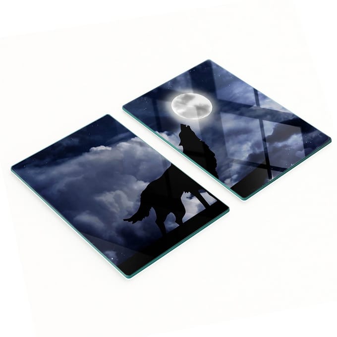 Elegante glazen snijplanken, 2 stuks, Wolf Today Volle Maan, 2x40x52 cm