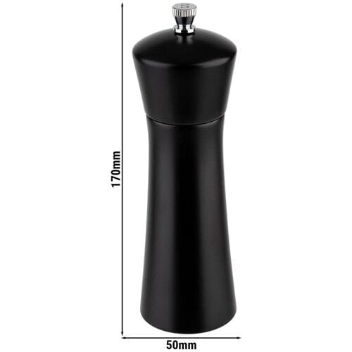 GGM Gastro (6 Stück) Salzmühle - MIDNIGHT - Holz - Höhe: 170mm - Schwarz