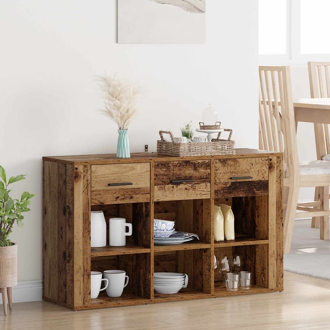vidaXL - Dressoir - Oud - Hout - 100 - x - 30 - x - 59,5 - cm - Bewerkt - hout
