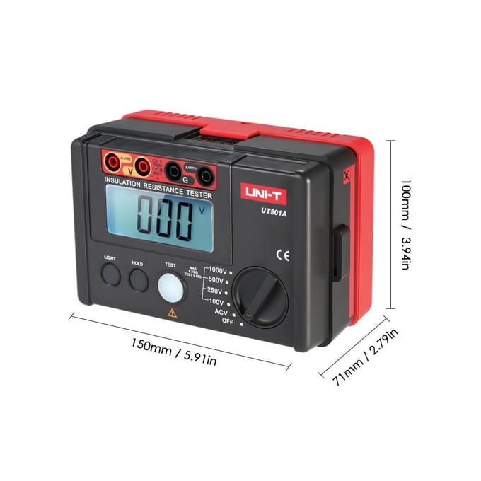 UNI-T UT501A 1000V Isolatieweerstandsmeter Grondtester Megohmmeter Voltmeter met LCD-achtergrondverlichting