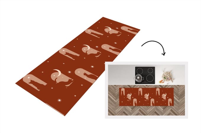 Keukenloper - Loper keuken - Sterren - Kat - Design - 180x60 cm - Keukenloper vinyl