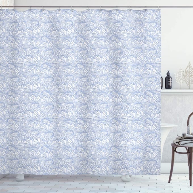 ABAKUHAUS Douchegordijn Jugendstil – Vintage Iris – 175×180 cm – Baby Blue