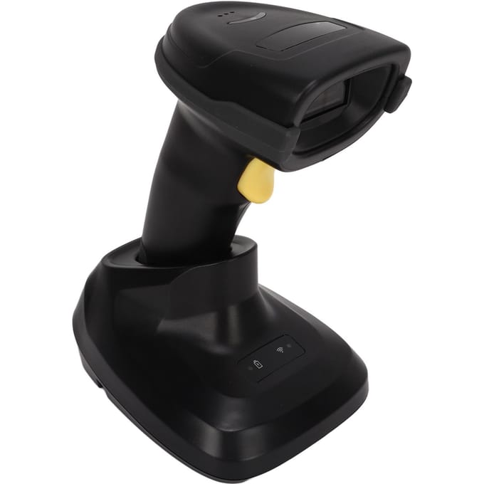 Scanner de codes-barres 2D Bluetooth 2.4G sans fil, portable, avec base de réception et de chargement black