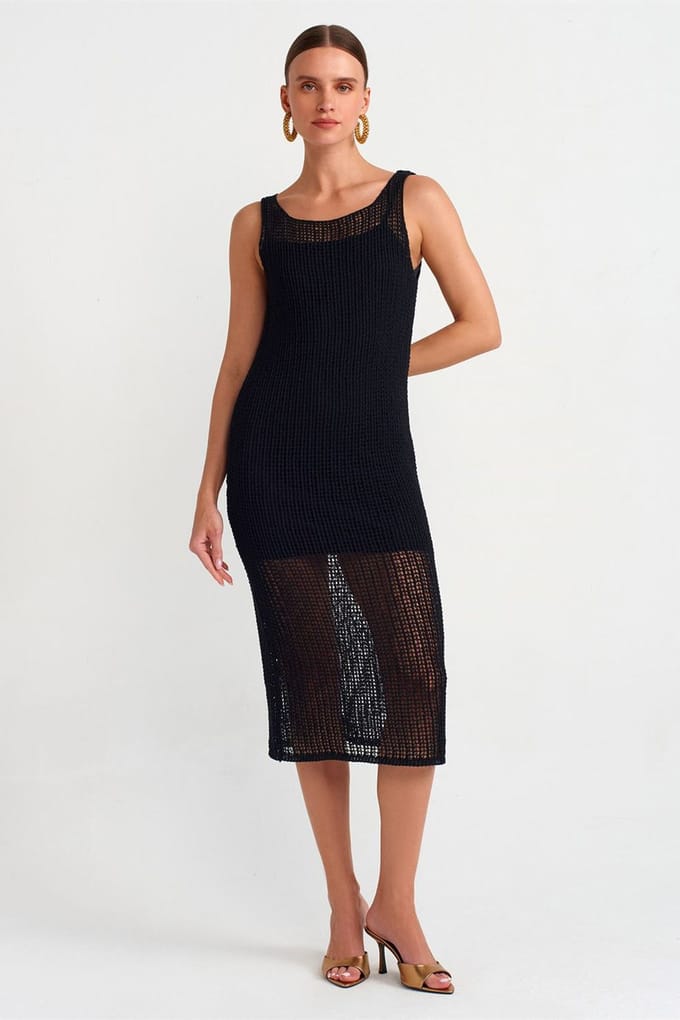 Mouwloze Geribbelde Midi-jurk