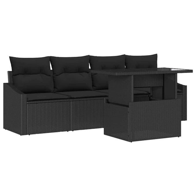 vidaXL Tuin Sofa Set 5 st Zwart poly rattan