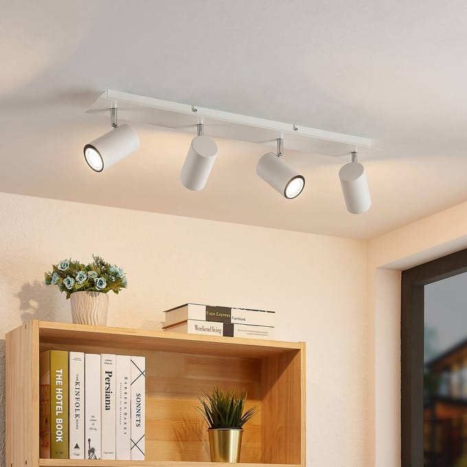 Lindby - buitenspot - 4lichts - Staal, aluminium - H: 16.5 cm - GU10 - wit zand