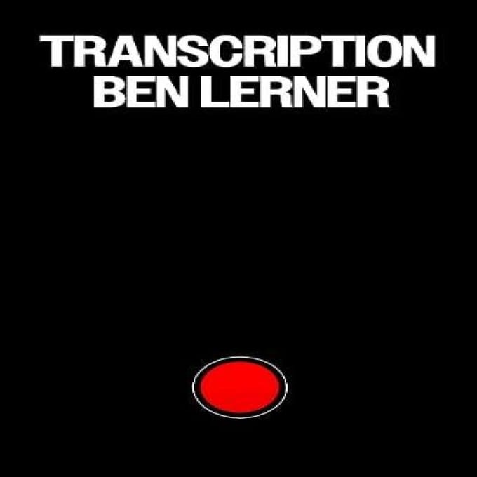 Transcription door Ben Lerner Hardback Boek 9781803513805