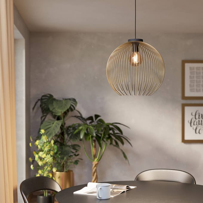 EGLO Hanglamp VENEZUELA, goud/zwart, Ø 40 cm, metaal, E27