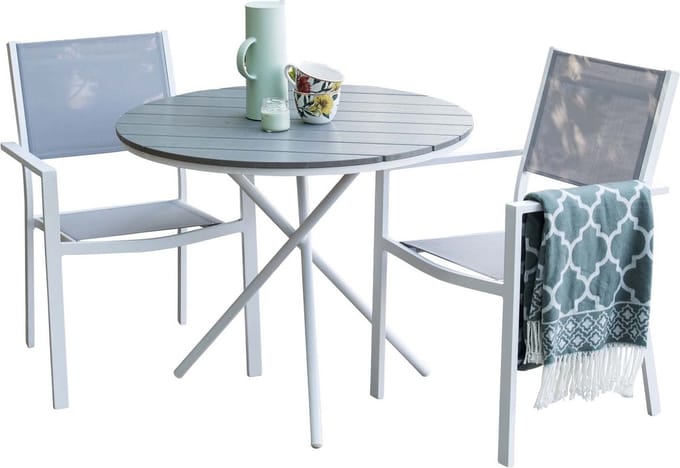 Parma tuinmeubelset tafel, 2 stoelen grijs.