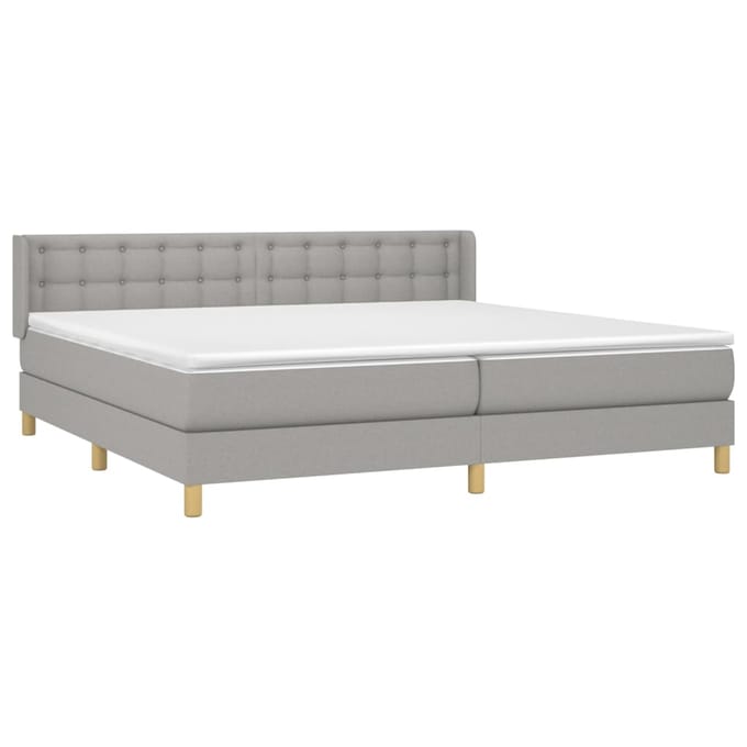 vidaXL - Boxspring - met - matras - stof - lichtgrijs - 200x200 - cm