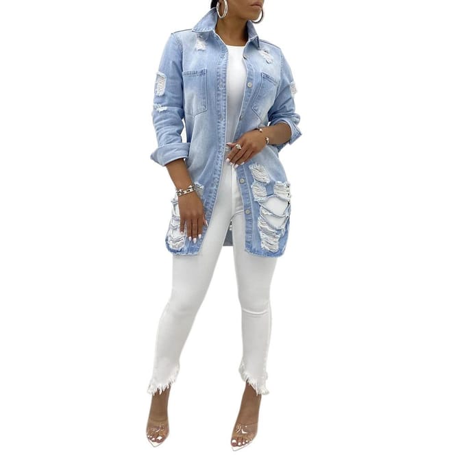 Europese en Amerikaanse Sexy Mode Dames Denim Jas S gray