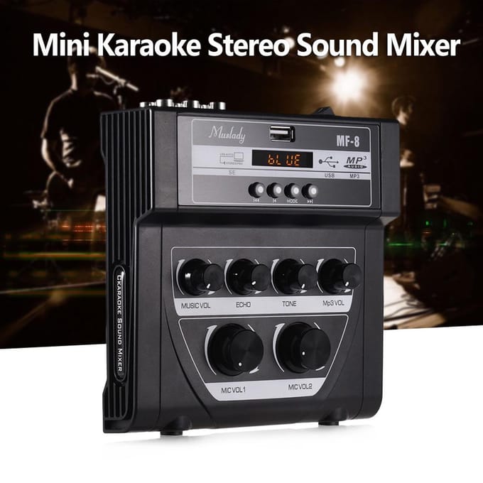Muslady MF-8 Mini Karaoke Geluid Audio Mixer Stereo Echo Mixers Dubbel US Plug zwart