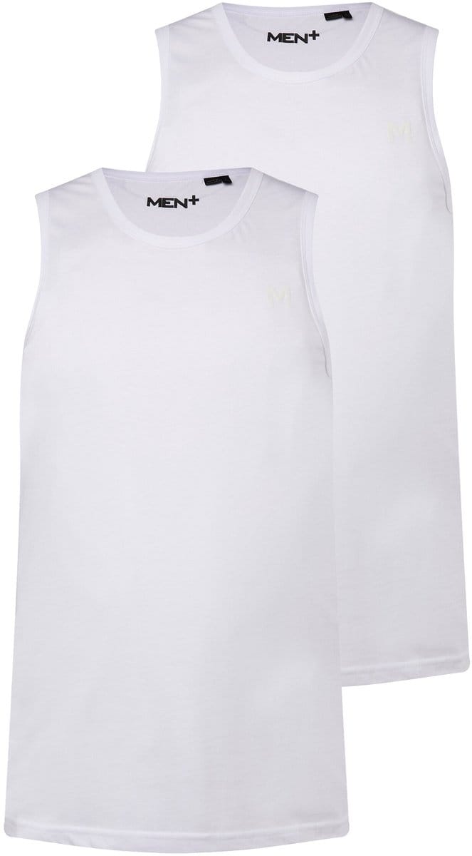 Men Plus - Heren - Tanktop basic set van 2 ronde hals - Sneeuwwit - Maat L