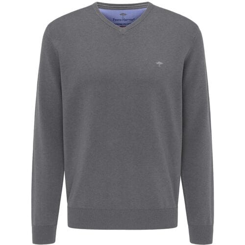 Fynch-Hatton Trui Uni Katoen V-Hals Steel / male