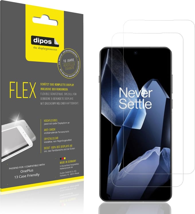 dipos – 2x Beschermfolie geschikt voor OnePlus 13 Case Friendly | 3D Full Cover Screenprotector | 100% Passend