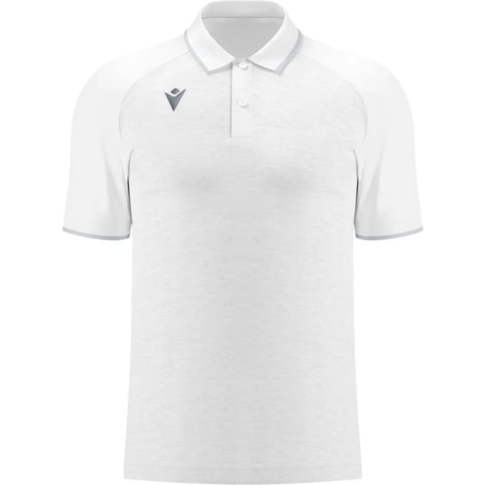 Macron Glory Aulos Polo Kinderen - Wit / Zilver | Maat: 7-8 Y