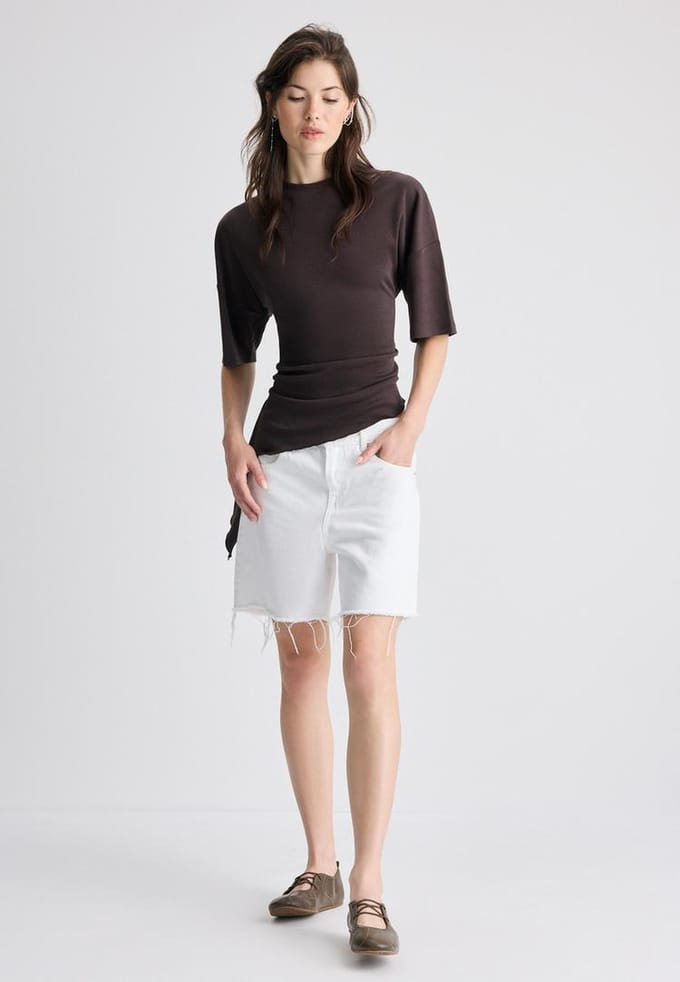 Stradivarius Asymmetrisch T-shirt met korte mouw  Bruin XS