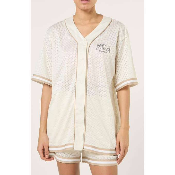 FILA Villanova Oversized Mesh Baseball Shirt Egret Taglia: M | Magliette intime Outlet | Donna