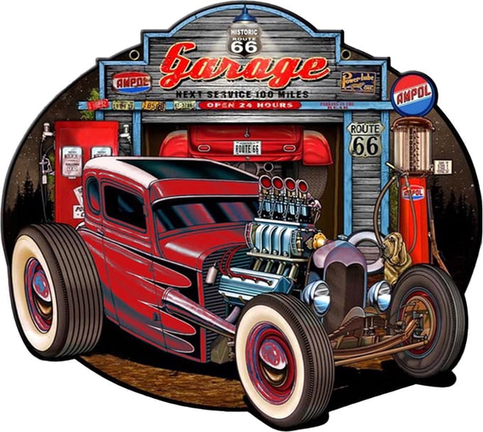 Clayre & Eef Tekstbord 50x43 cm Rood IJzer Auto