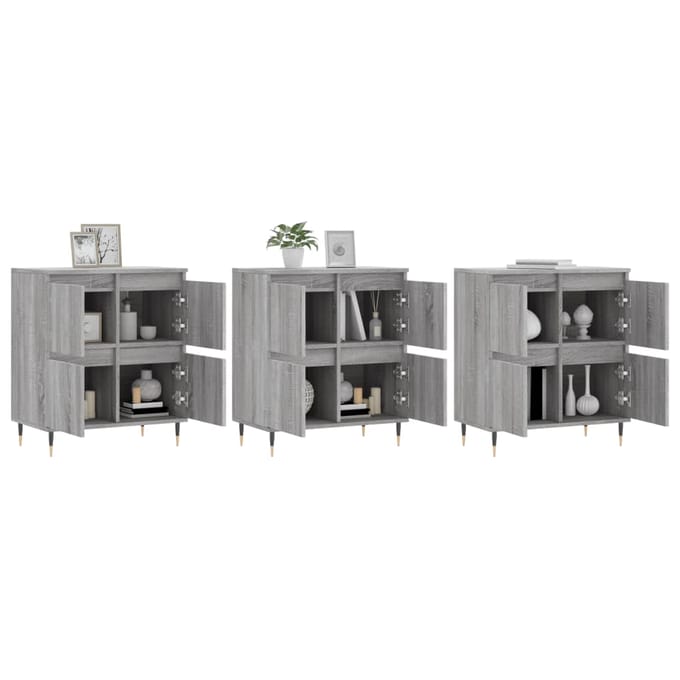 vidaXL - Dressoirs - 3 - st - bewerkt - hout - grijs - sonoma - eikenkleurig
