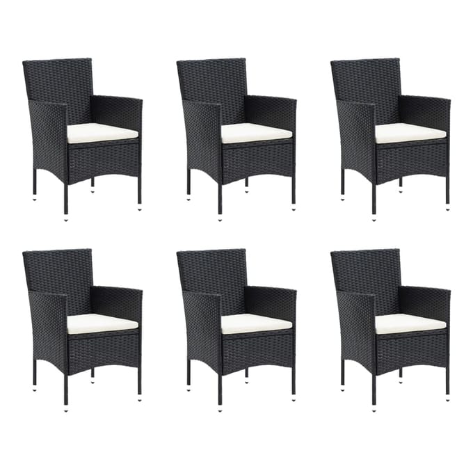 vidaXL - 7-delige - Tuinset - met - kussens - poly - rattan - zwart