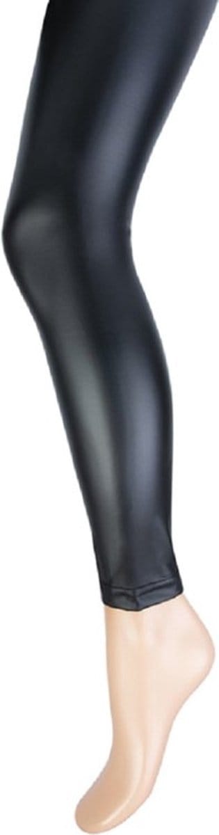 Yellow Moon Zwarte Leather Look meisjes legging maat 122/128