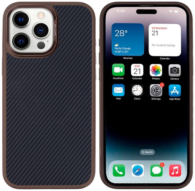 Rixus Mag Carbon With MagSafe For Apple iPhone 15 Pro Brown