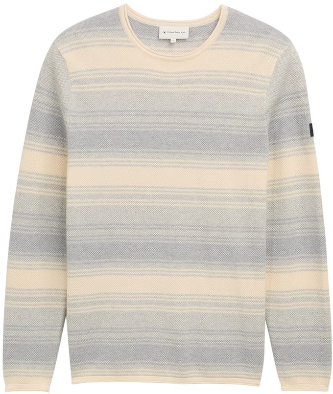 Tom Tailor - Gebreide trui met streeppatroon - Maat L - grey white stripe