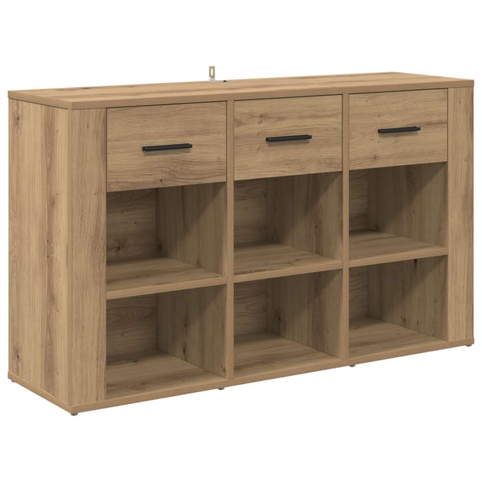 vidaXL - Dressoir - Artisan - Eiken - 100 - x - 30 - x - 59,5 - cm - Bewerkt - hout