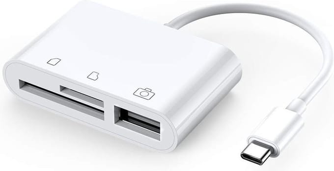 USB-C Camera Connection kit 3 in 1 voor iPhone 15, iPad & andere apparaten met USB-C aansluiting / USB 3.0 / MICRO SD