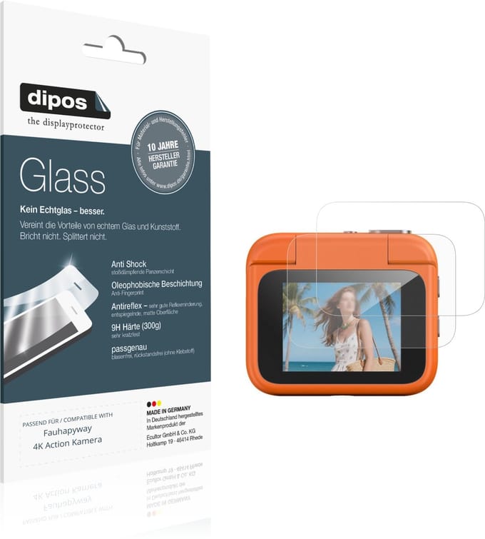 dipos – 2x Matte Pantserfolie geschikt voor Fauhapyway 4K Action Kamera | 9H Screenprotector