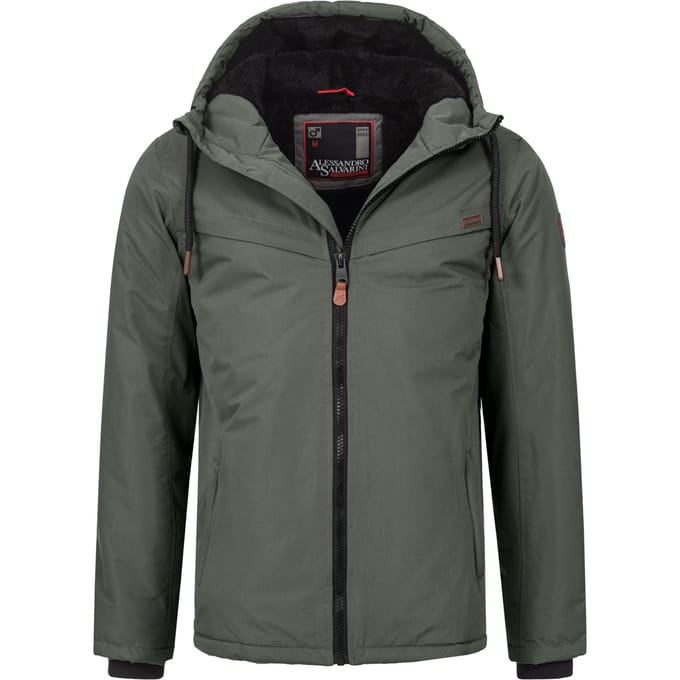 Alessandro Salvarini heren winterjas AS-331 met teddyvoering en capuchon