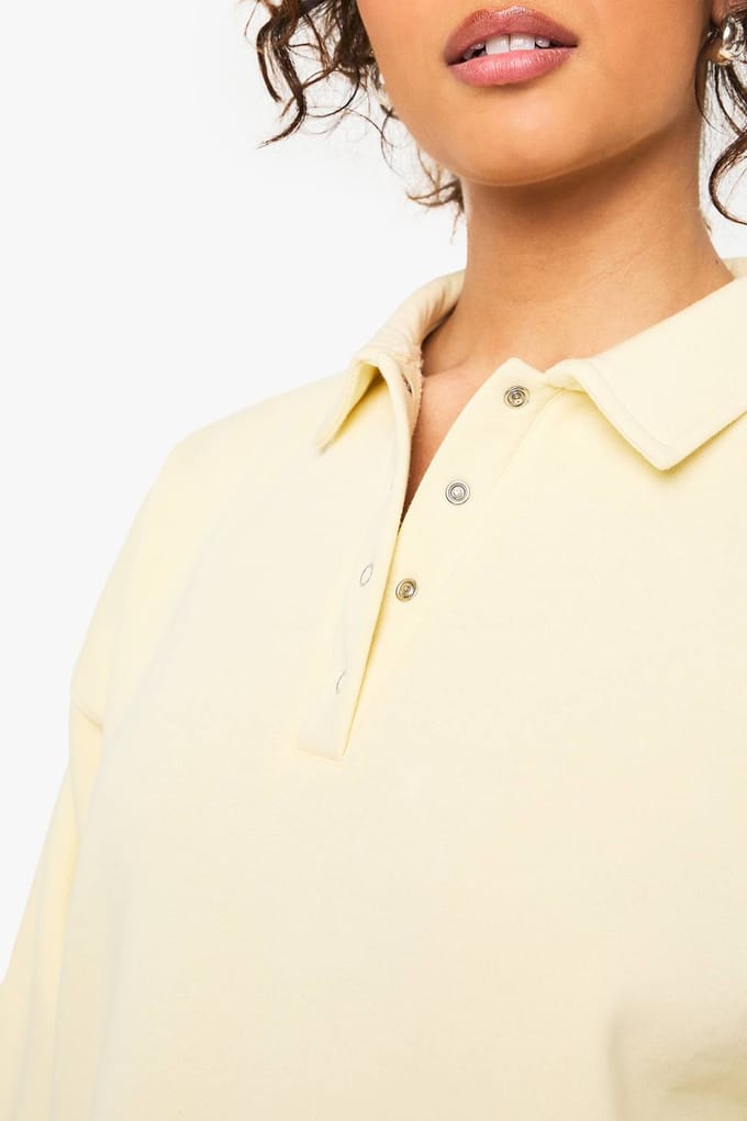 boohoo Dames Long Sleeve Collared Sweat Dress | Lemon | Maat: 8