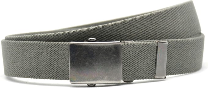Timbelt Canvas elastische riem - grijs - metalen schuifgesp - koppelriem - lengte 110 cm