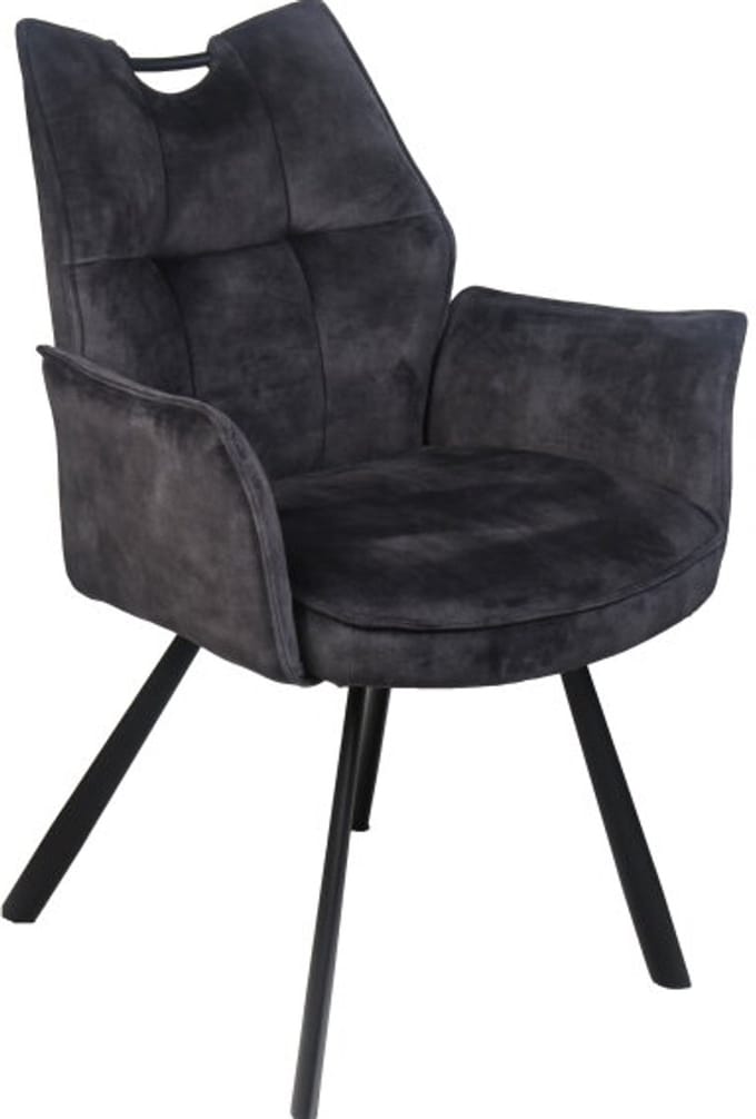 Eetkamerstoel Felien met armleuning Adore - Antraciet - eetkamerstoelen set van 2