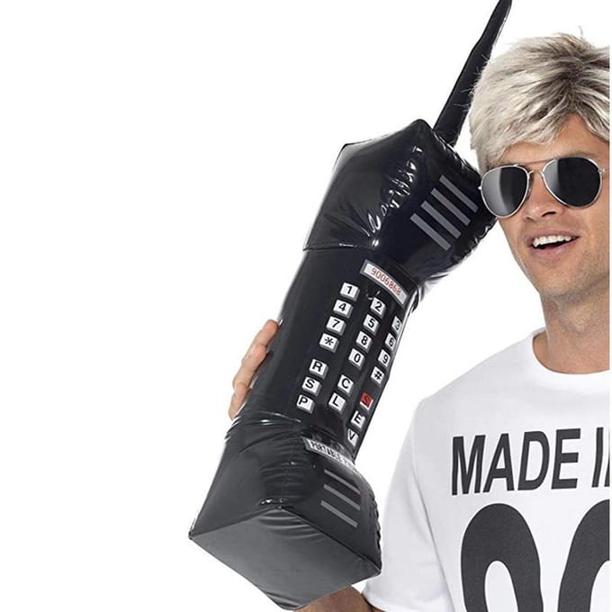 Modèle de téléphone portable gonflable, accessoires de tour de fête, 2 pièces noir
